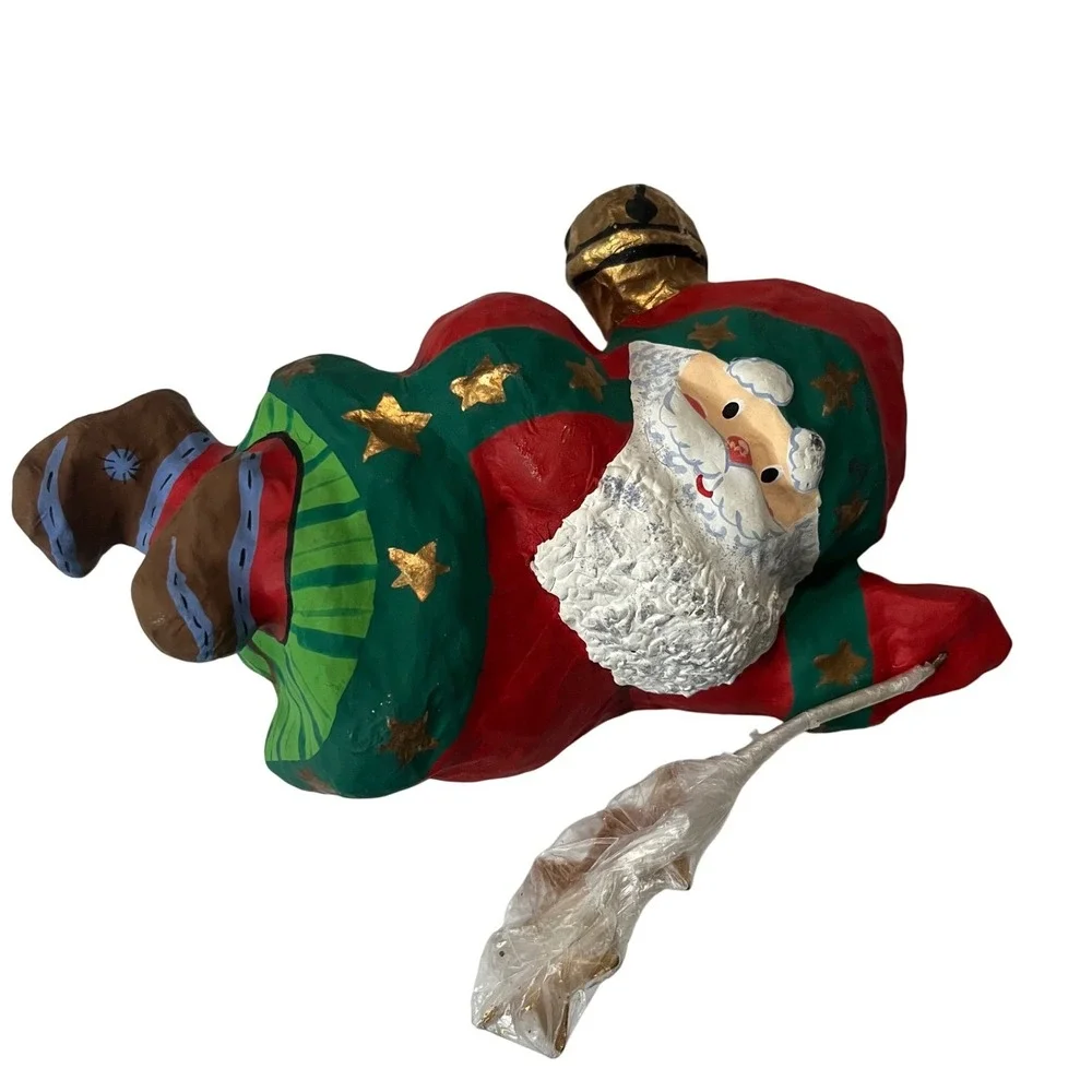 Paper mache Flying Santa with‎ gold stars